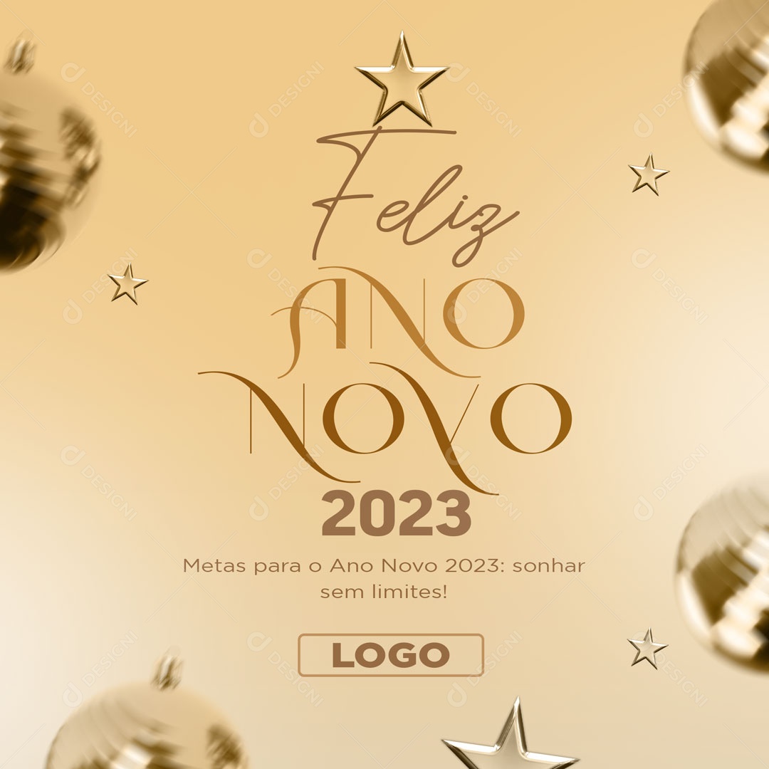 Feliz Ano Novo 2023 Metas Para o Ano Novo 2023 Sonhar Sem Limites Social Media PSD Editável