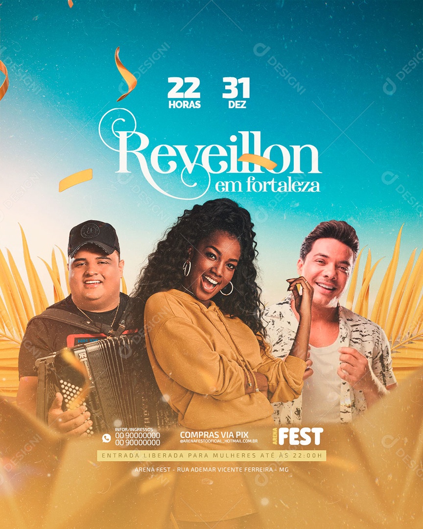 Flyer Show Réveillon 2023 Em Fortaleza Social Media PSD Editável