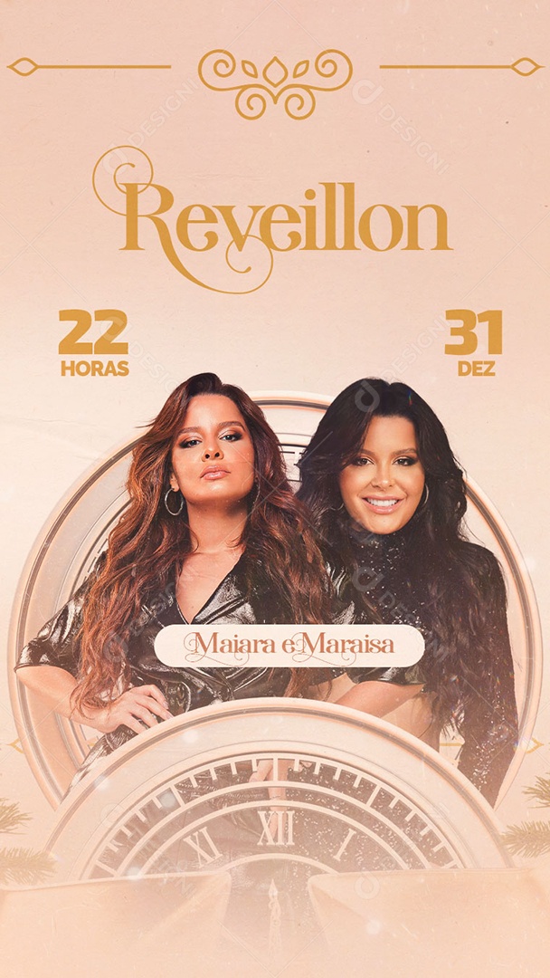Flyer Show Réveillon 2023 Maiara e Maraisa Story Social Media PSD Editável