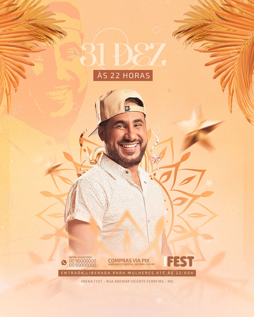 Flyer Show Réveillon 2023 Raí Saia Rodada Social Media PSD Editável