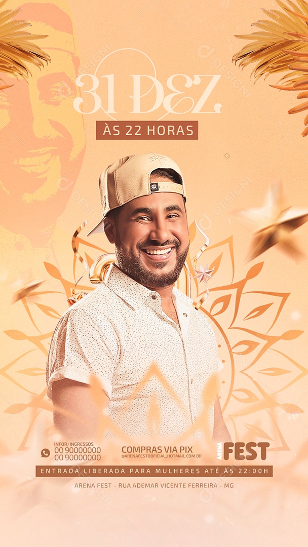 Flyer Show Réveillon 2023 Raí Saia Rodada Story Social Media PSD Editável