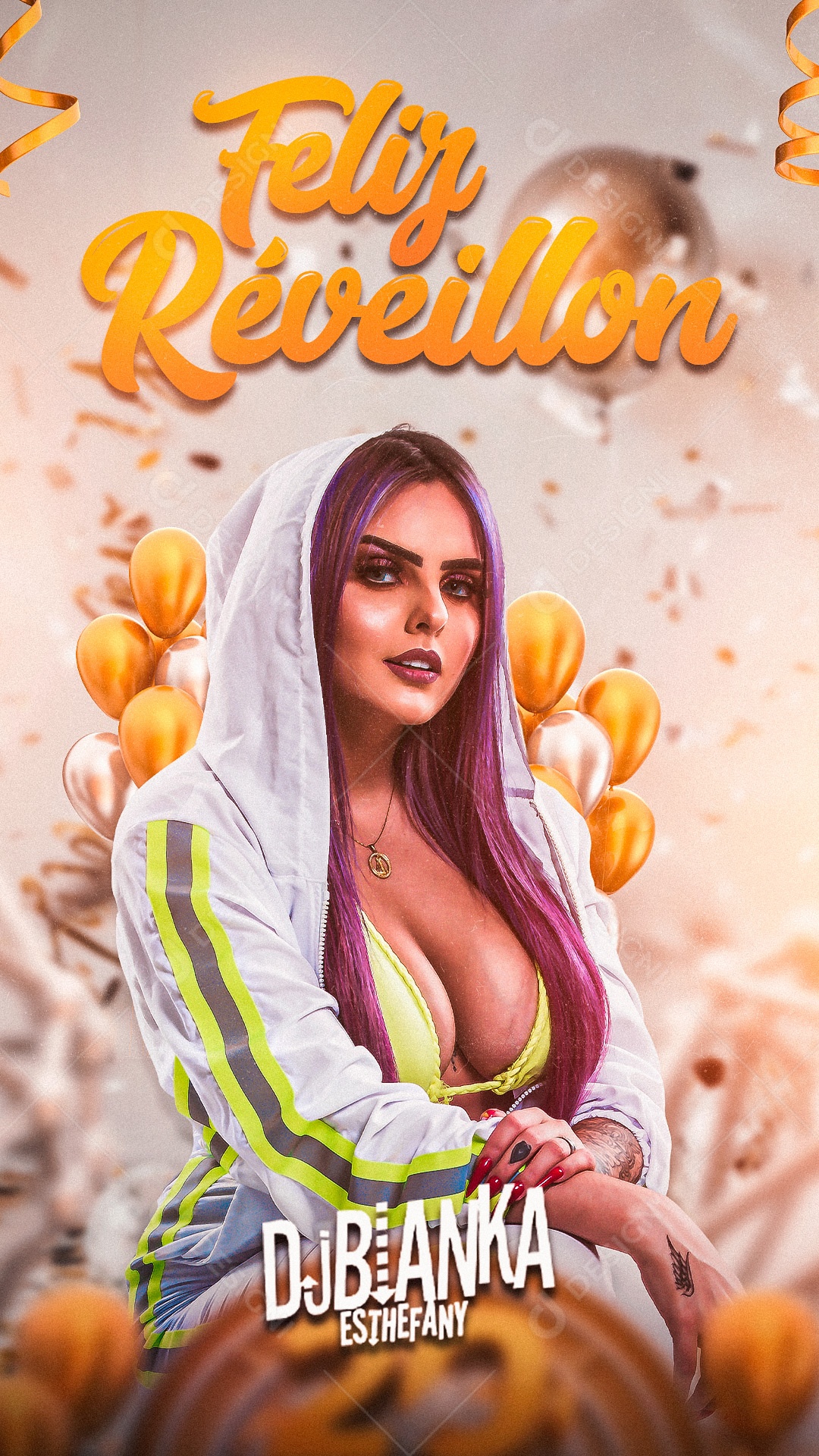 Flyer Feliz Réveillon Dj Bianka Ssthefany Story Social Media PSD Editável