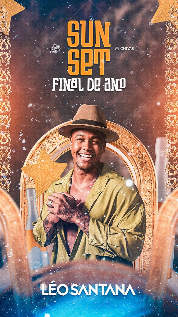 Flyer Sunset Final de Ano Léo Santana Story Social Media PSD Editável