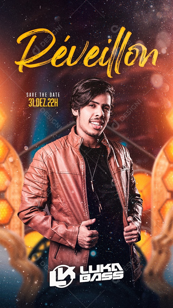 Flyer Show Réveillon 2023 Lukas Bass Story Social Media PSD Editável