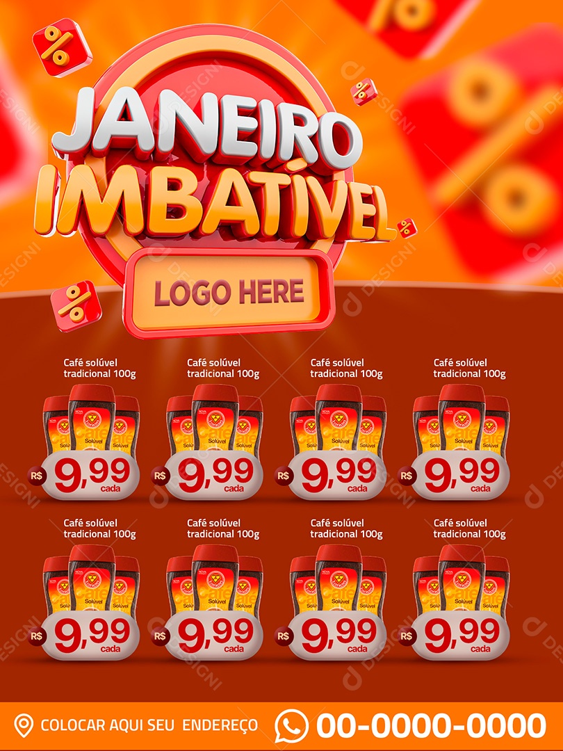 Encarte Supermercado Janeiro Imbátivel Social Media PSD Editável
