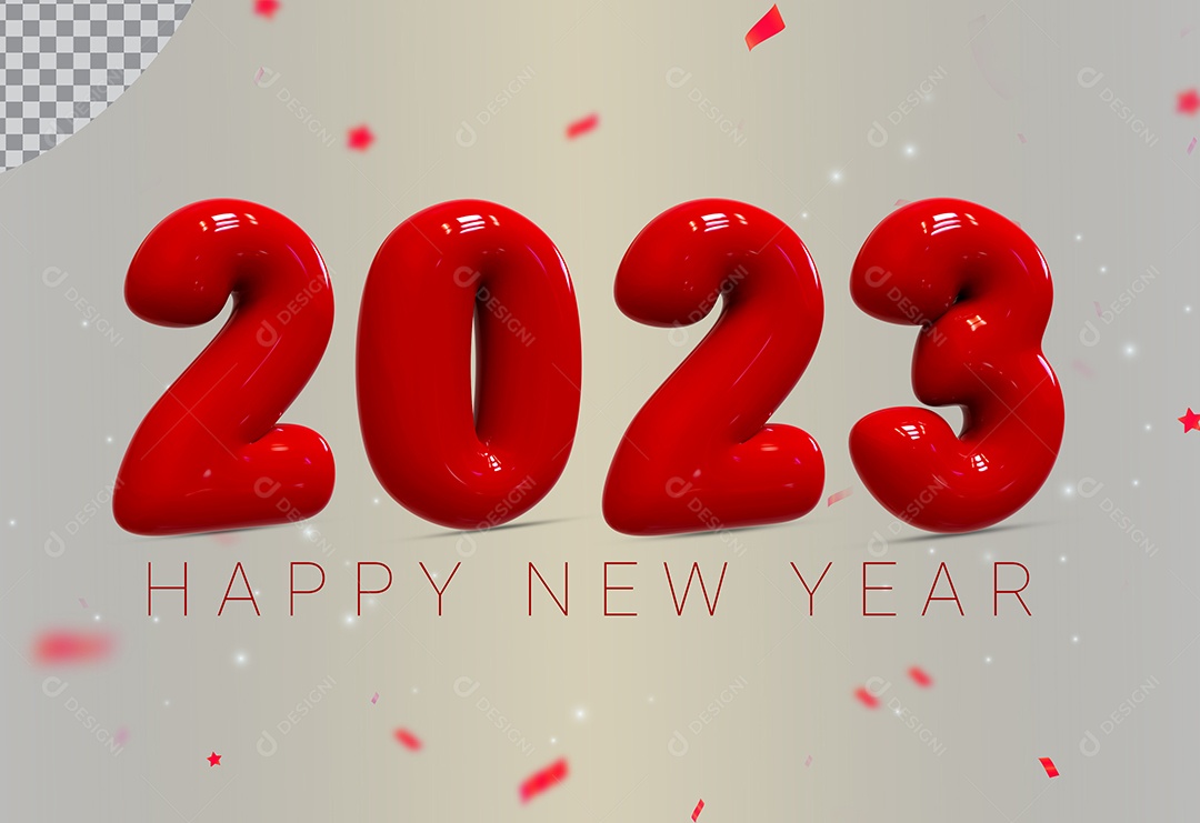 Número 3D Para Composição 2023 Vermelho Ano Novo PSD