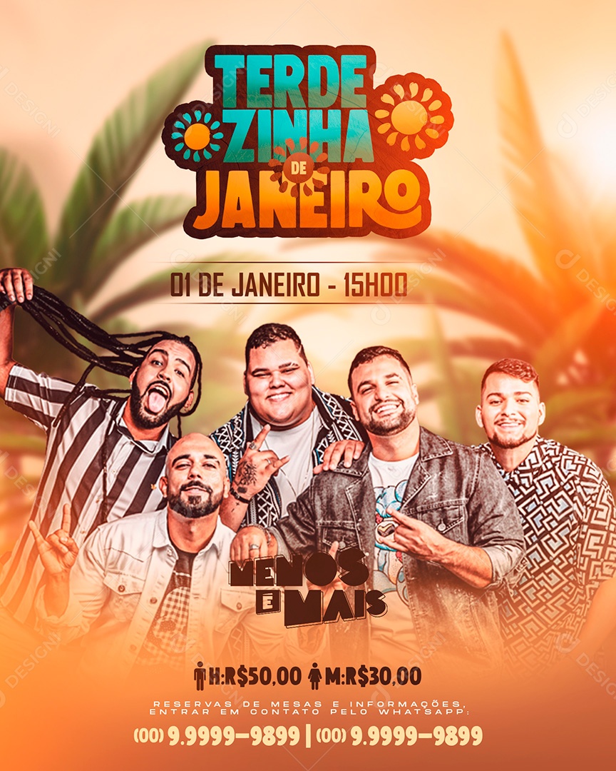 Post Flyer Tardezinha de Janeiro Social Media PSD Editável