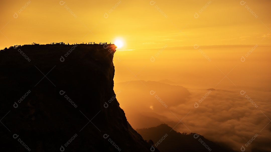 Vista da montanha Phu Chee Fah em Chiang Rai, Tailândia