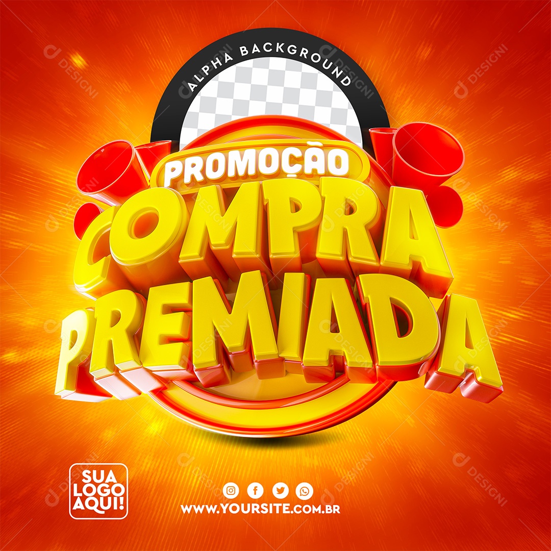 Selo 3D Para Composição Compra Premiada PSD