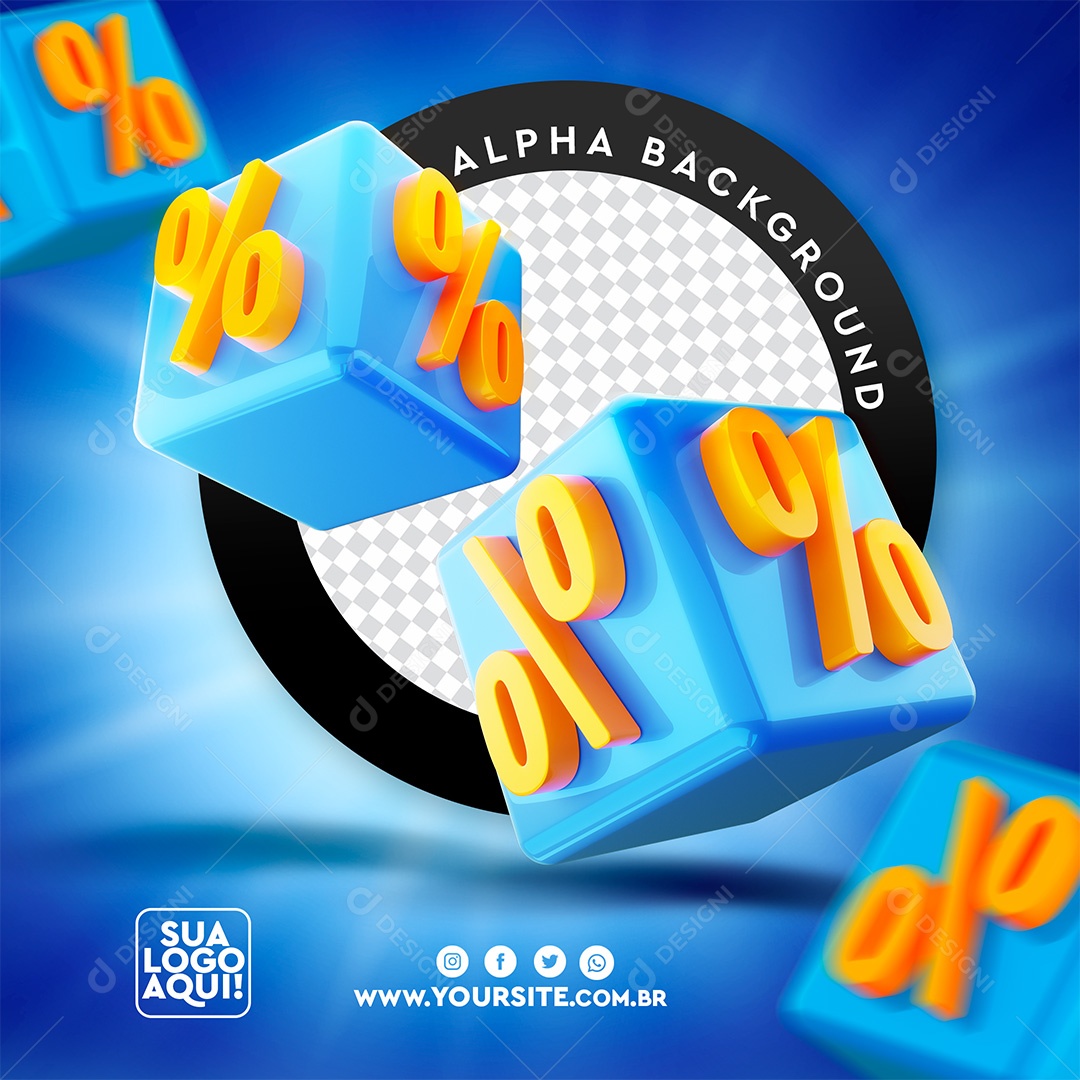 Elementos 3D Cubos de Porcentagem PSD Para Composição