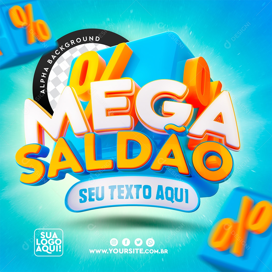 Selo 3D Para Composição Mega Promoção PSD Texto Editável