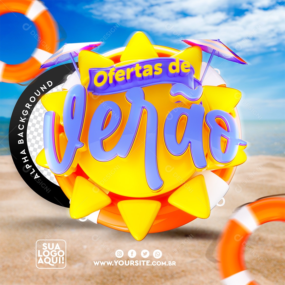 Selo 3D Para Composição Ofertas de Verão PSD