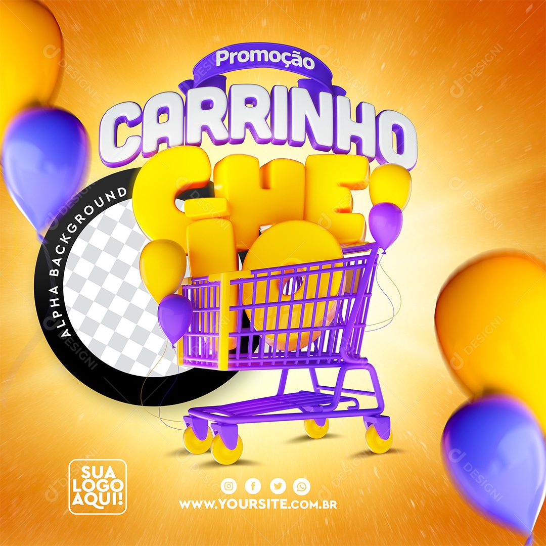 Selo 3D Para Composição Carrinho Cheio PSD