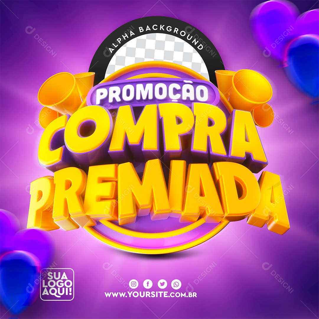 Selo 3D Para Composição Promoção Compra Premiada PSD