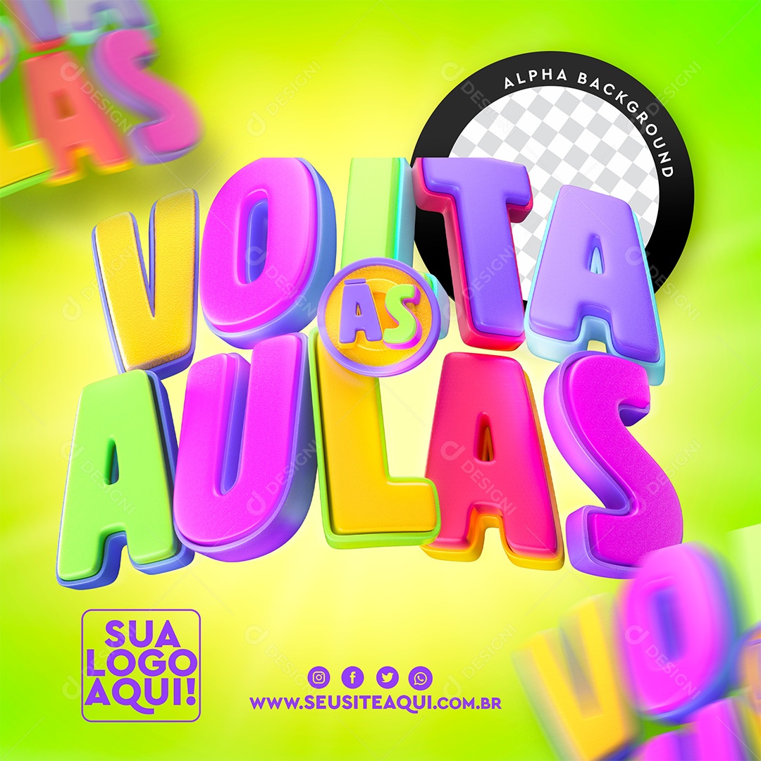 Selo 3D Para Composição Volta às Aulas PSD