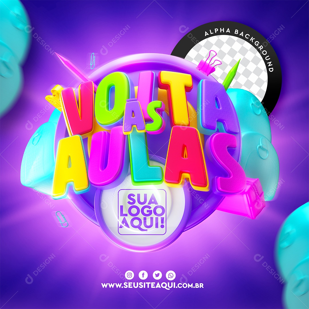 Selo 3D Voltas às Aulas PSD