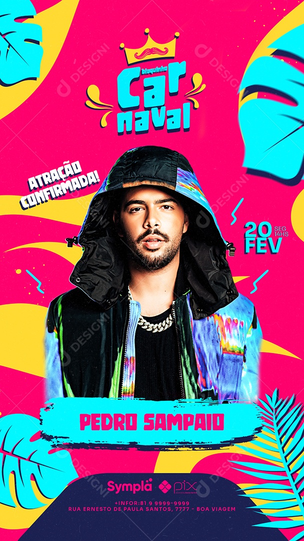 Story Atração Confirmada Bloquinho Carnaval Pedro Sampaio Flyer Social Media PSD Editável