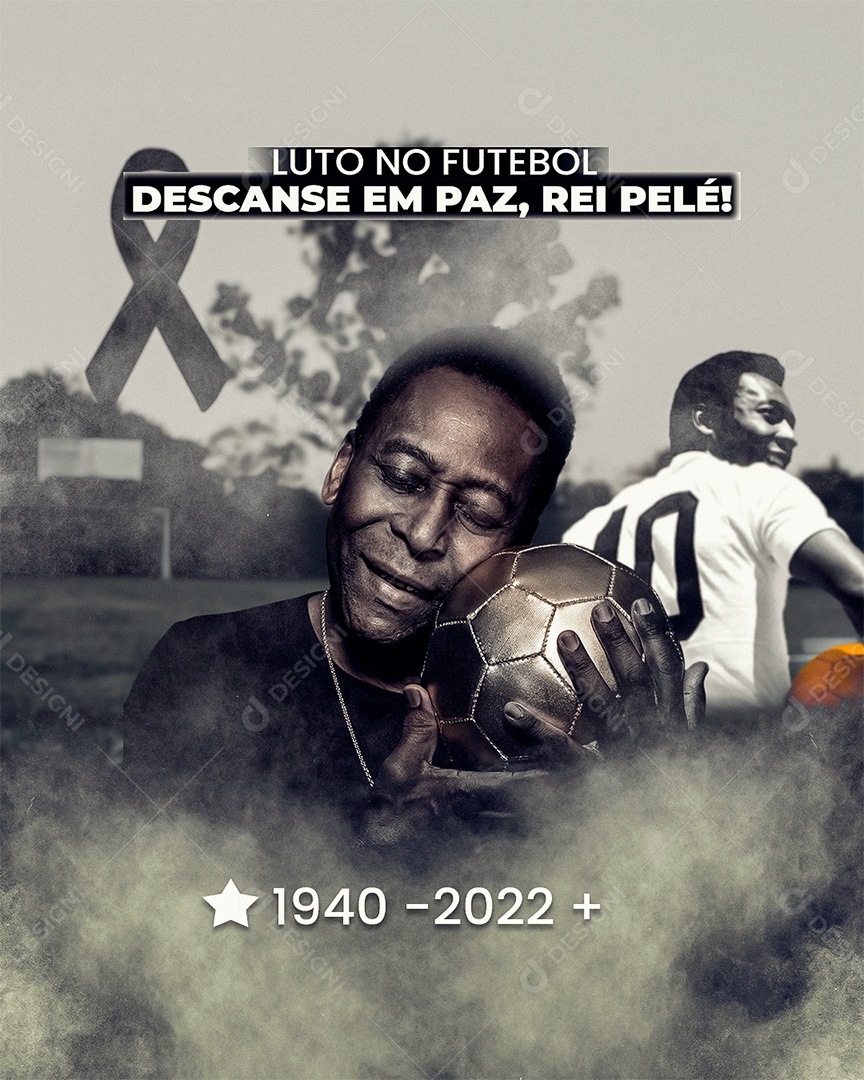 Post Luto Descanse Em Paz Rei Pelé Social Media PSD Editável