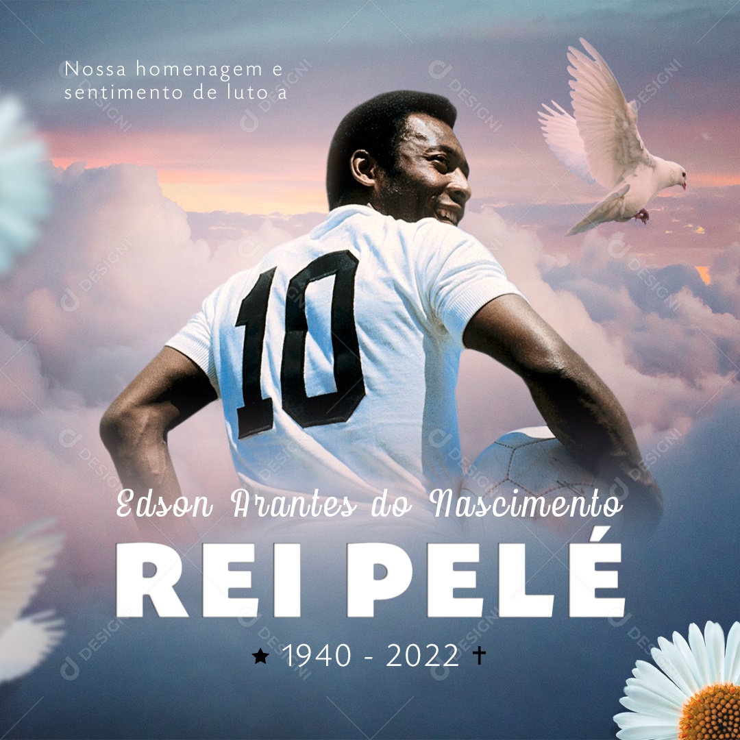 Post Homenagem ao Rei Pelé Social Media PSD Editável