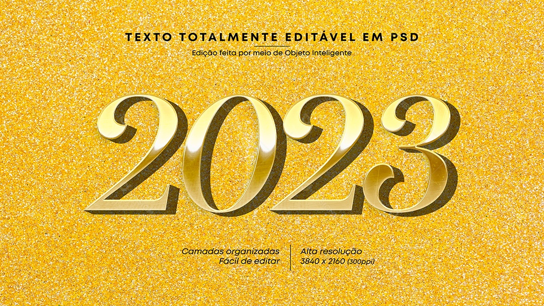 Efeito de Texto 3D 2023 PSD Editável