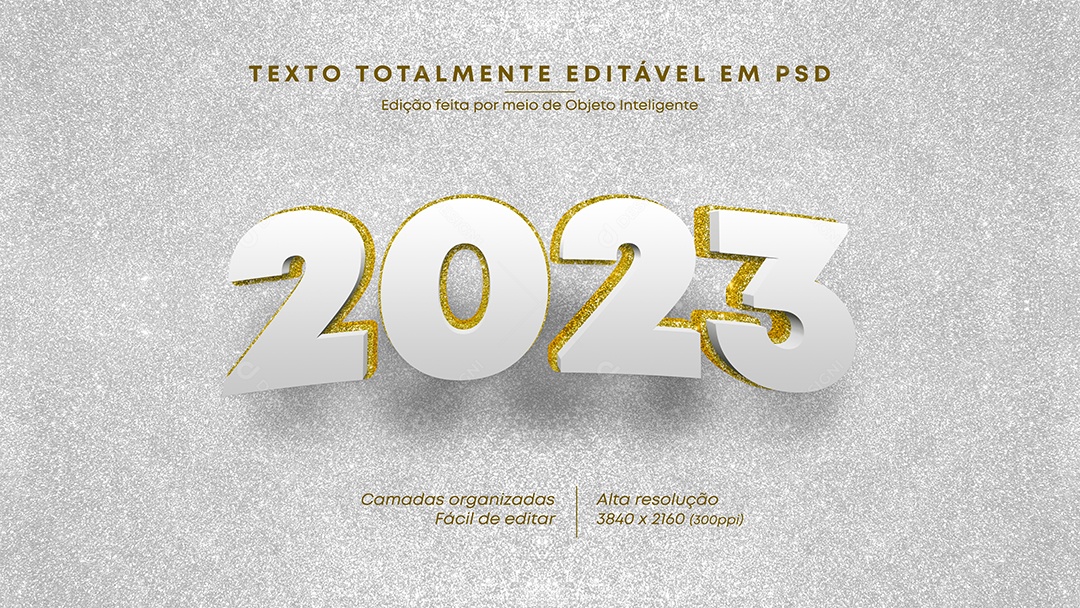 Efeito de Texto 3D 2023 PSD Editável