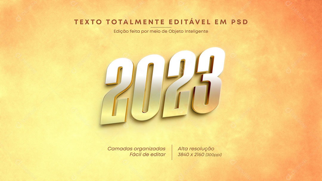 Efeito de Texto 3D 2023 PSD Editável