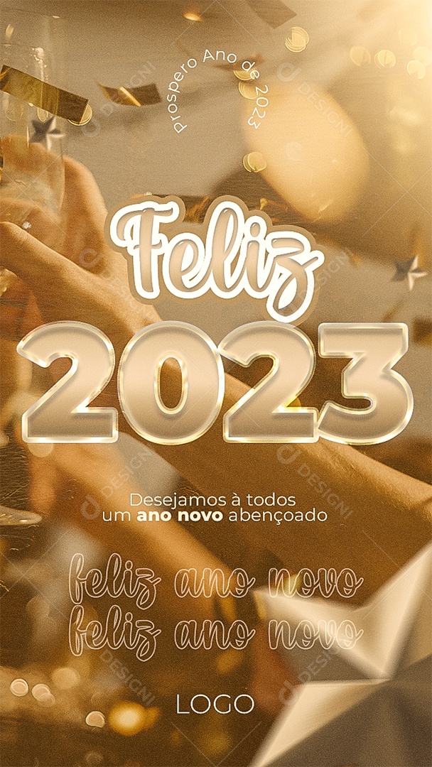 Post Flyer Stories Feliz 2023 Ano Novo PSD Social Media PSD Editável