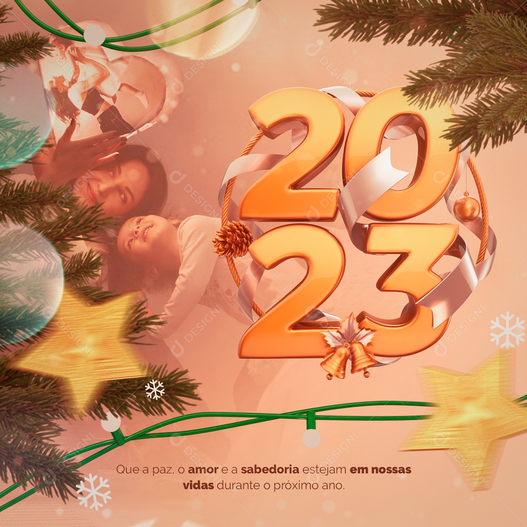 Que a Paz, Amor e Sabedoria Estejam em Nossas Vidas! Feliz Ano Novo 2023 Social Media PSD Editável