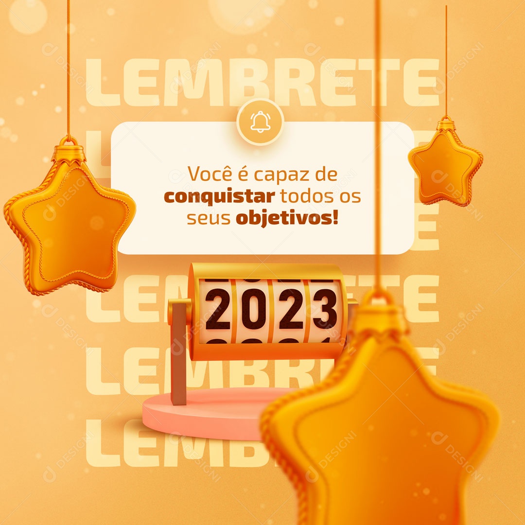 Você é Capaz de Conquistar Todos os seus Objetivos! Feliz Ano Novo 2023 Social Media PSD Editável