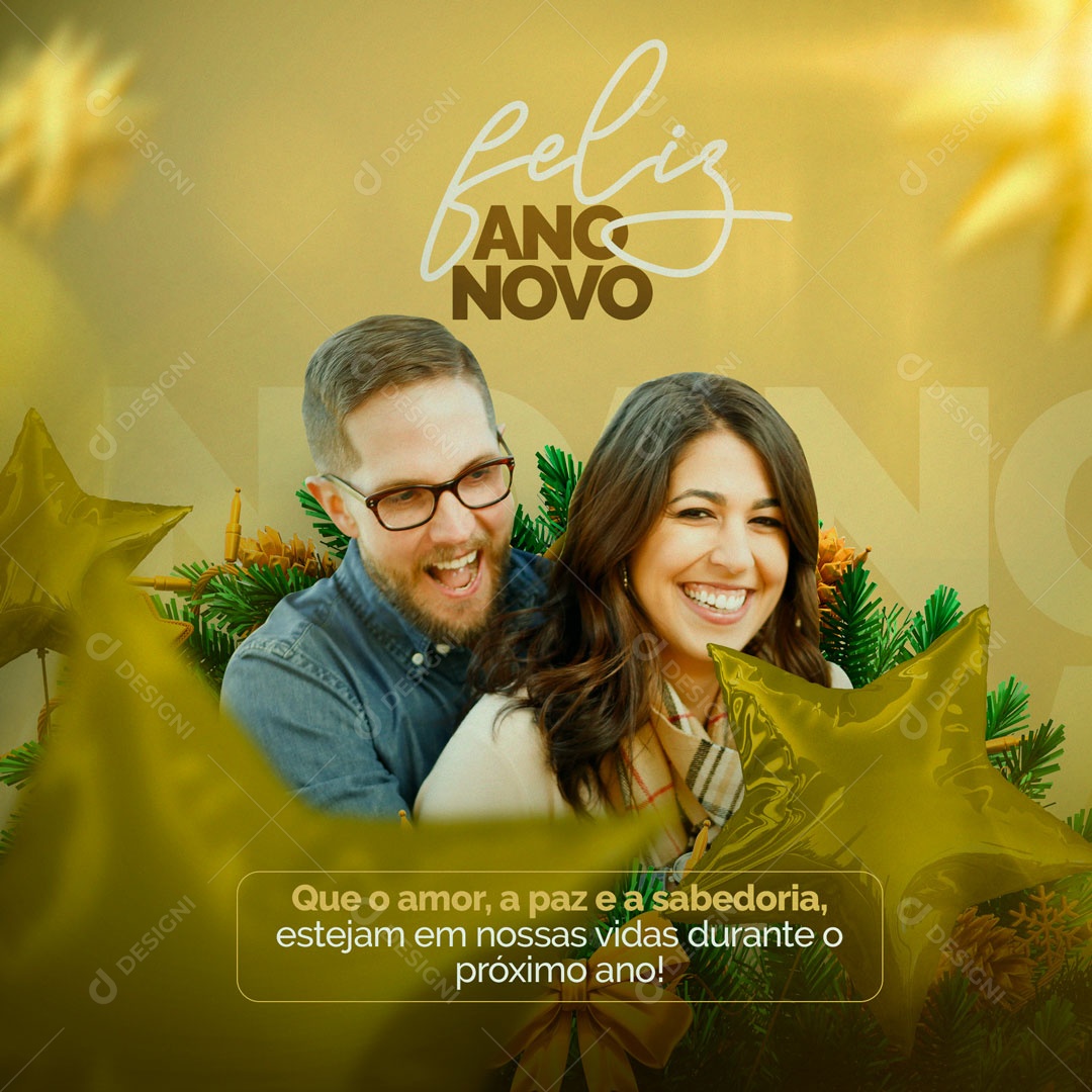 Que o Amor, a Paz e a Sabedoria, Estejam em Nossas Vidas Feliz Ano Social Media PSD Editável