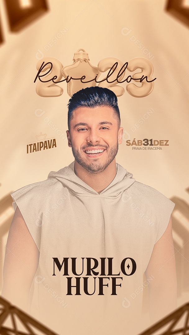 Flyer Show Réveillon 2023 Murilo Huff Story Social Media PSD Editável