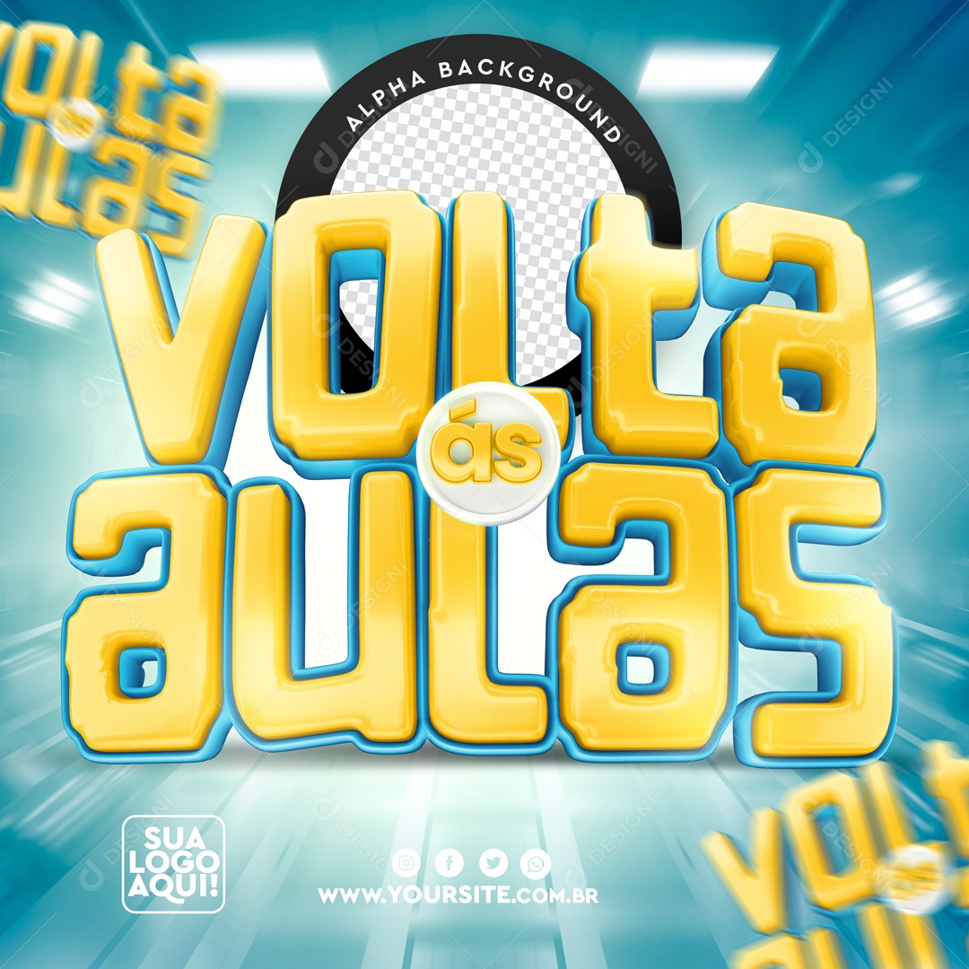 Selo 3D Para Composição Volta ás Aulas PSD