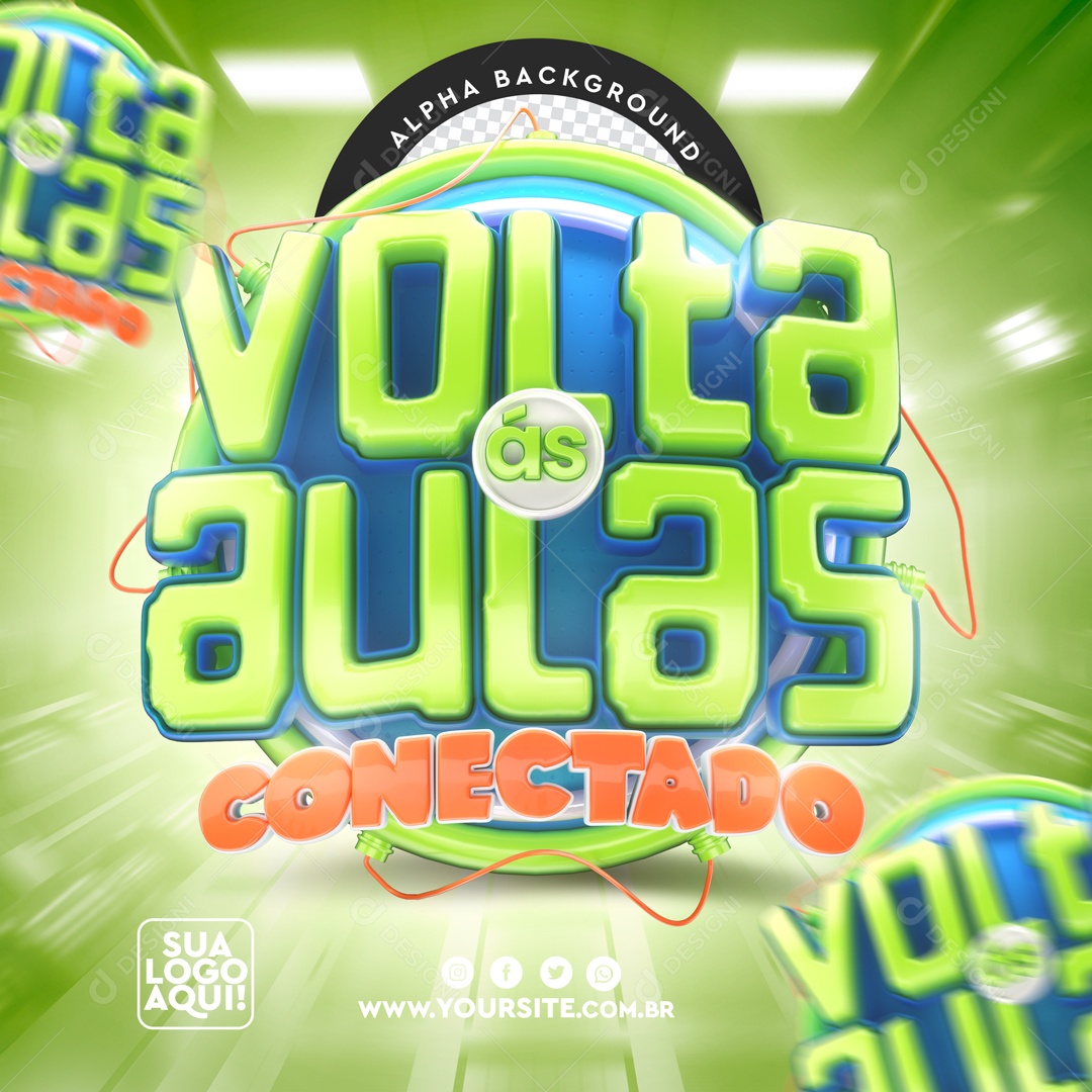 Selo 3D Para Composição Volta ás Aulas PSD