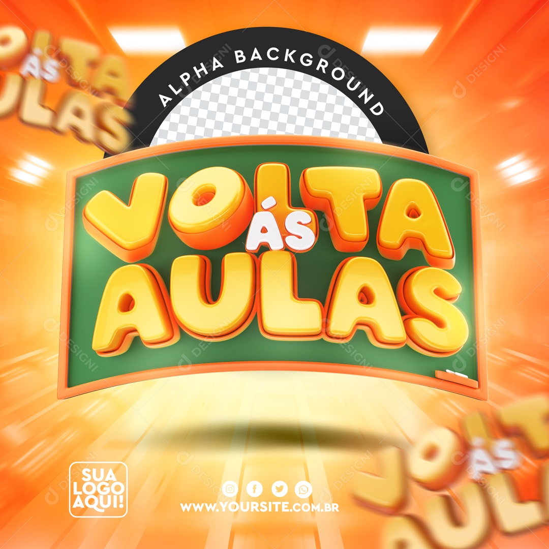 Selo 3D Para Composição Volta ás Aulas PSD