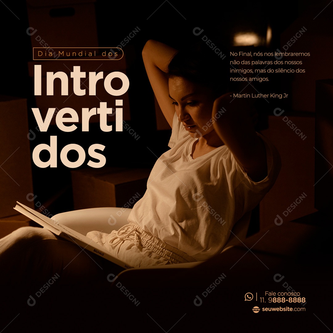 Post Dia Mundial do Introvertido Social Media PSD Editável