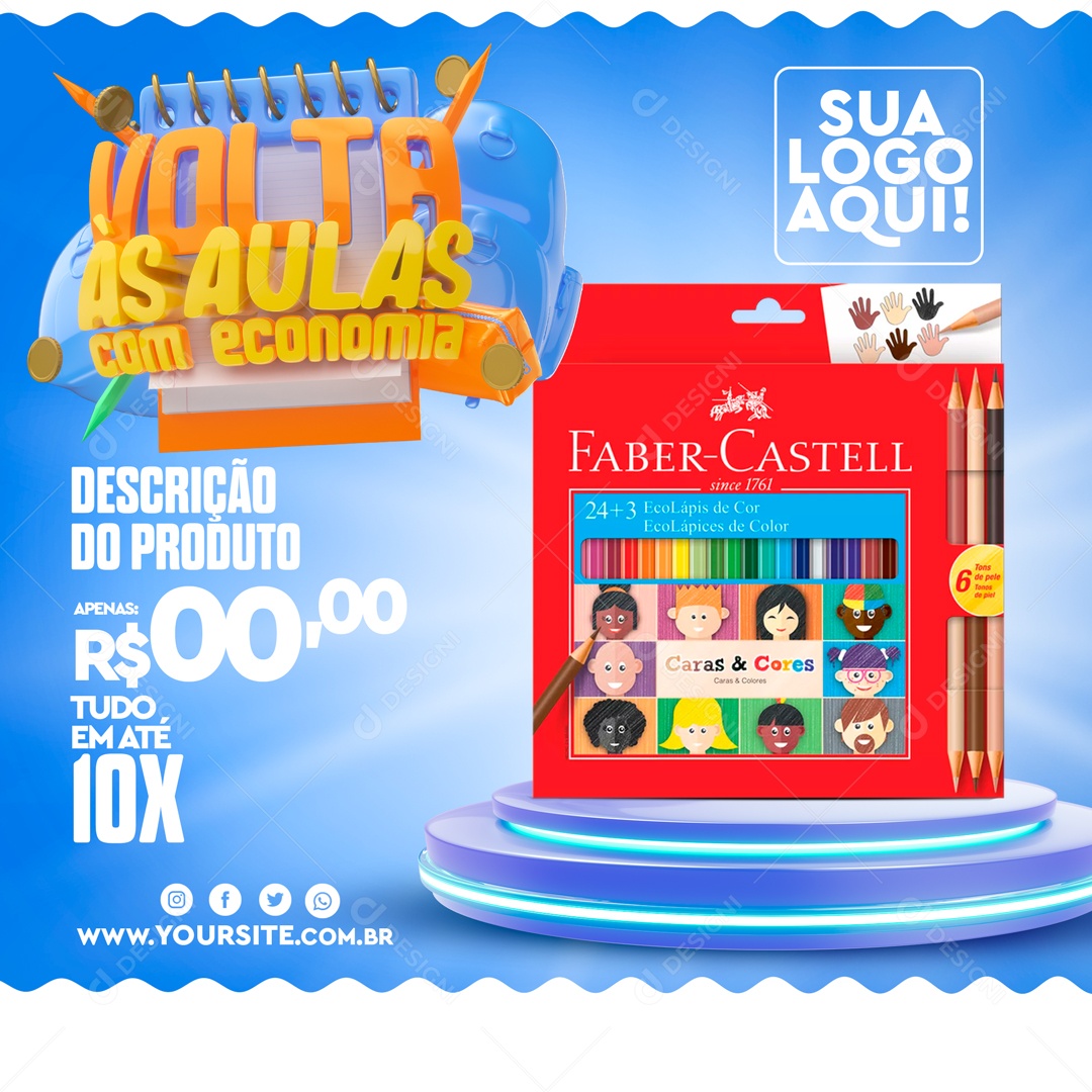 Volta ás Aulas Com Economia Social Media PSD Editável