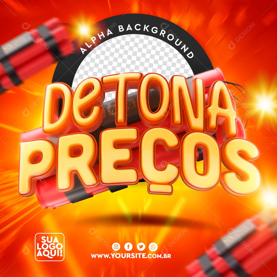 Selo 3D Para Composição Detona Preços PSD