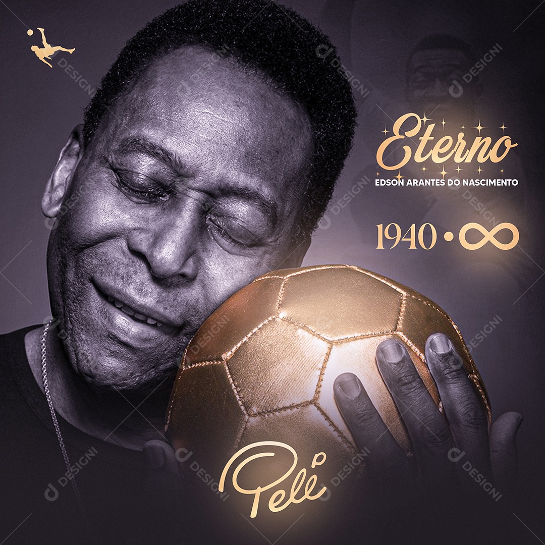 Post Homenagem ao Rei Pelé Social Media PSD Editável