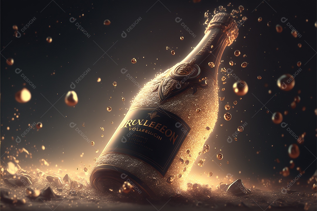 Feliz ano novo, taça de champanhe, fogos de artifício