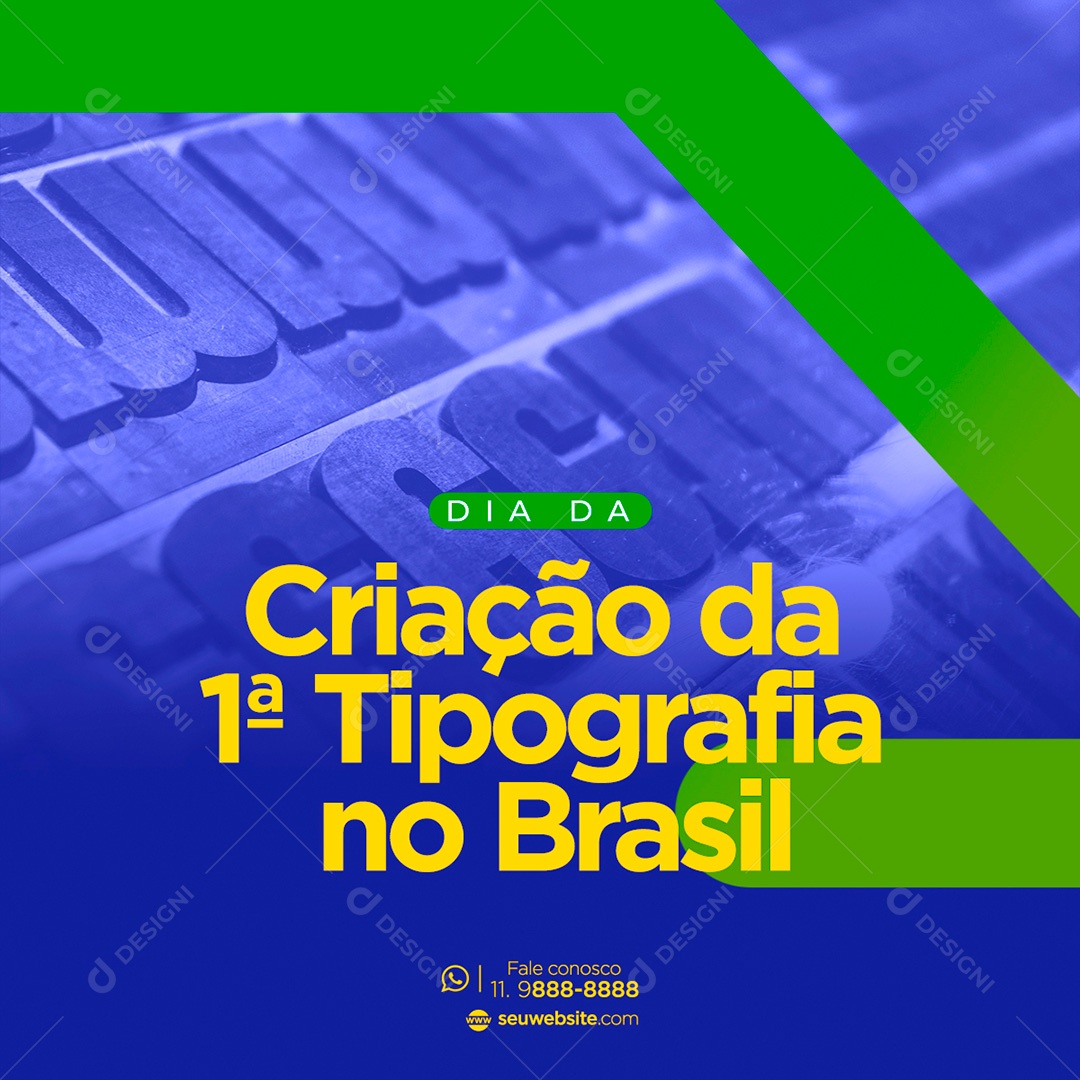 Post Comemorativo Criação da 1ª Tipografia no Brasil - 5 de janeiro Social Media PSD Editável