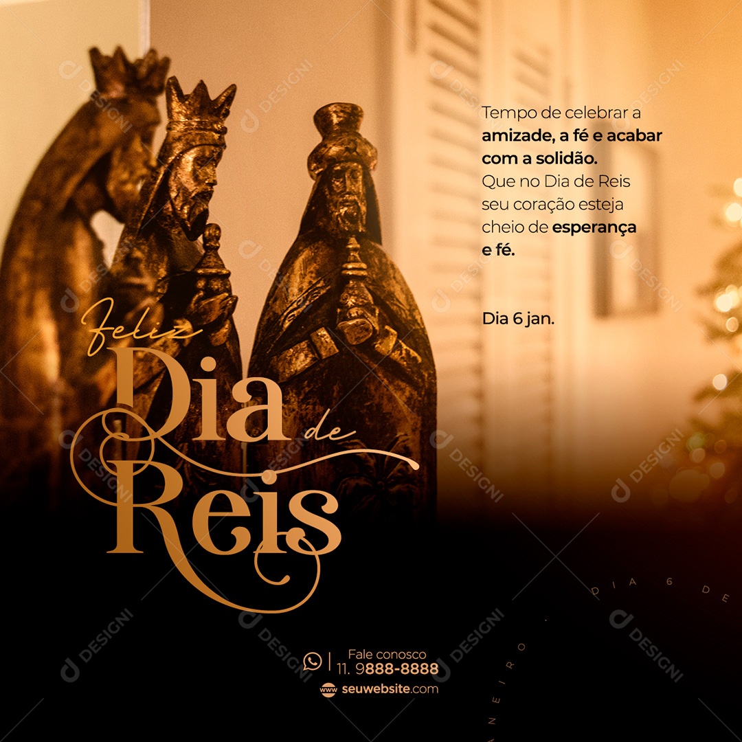 Post Dia de Reis - 6 de Janeiro Social Media PSD Editável