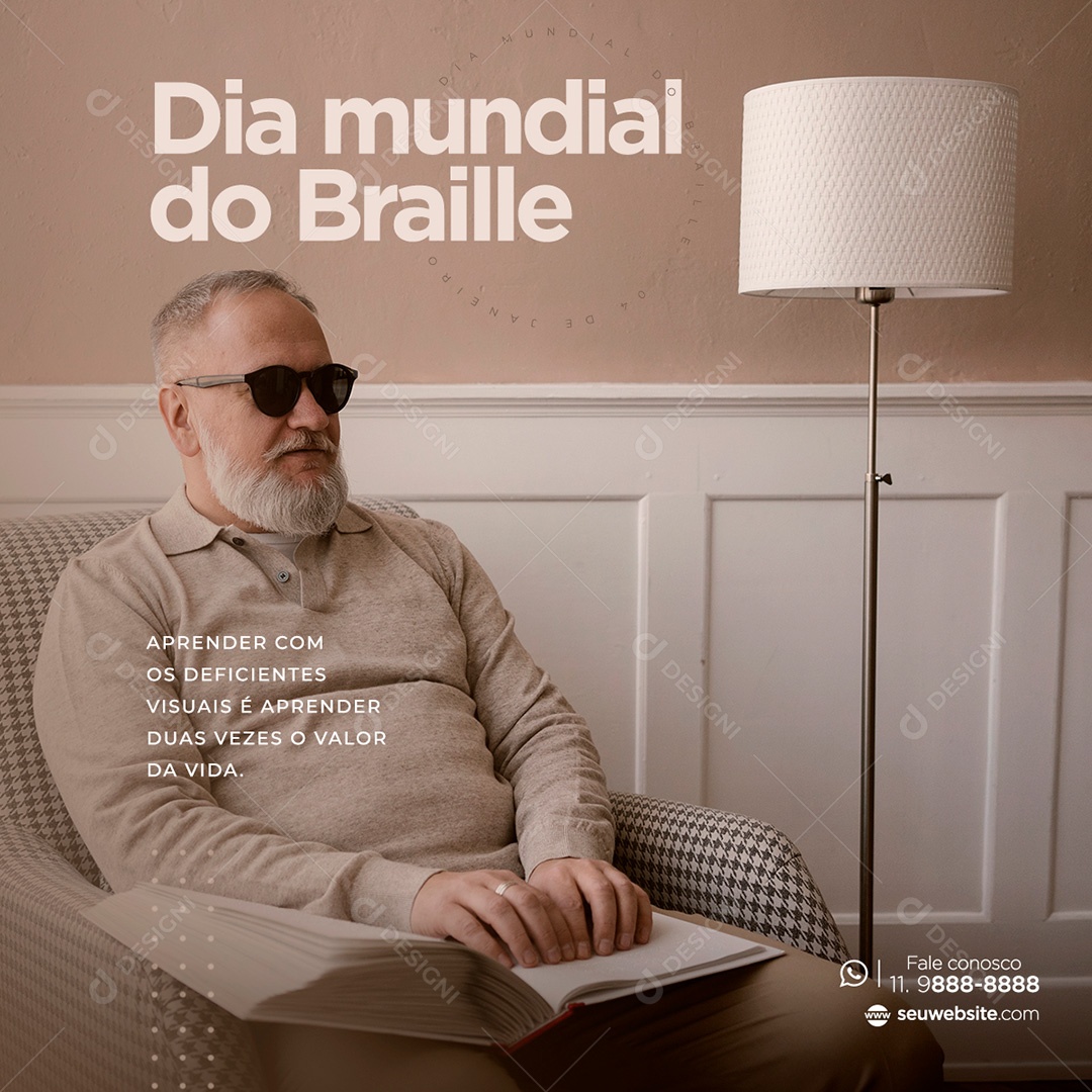 Post Dia Mundial do Braille - 04 de Janeiro Social Media PSD Editável