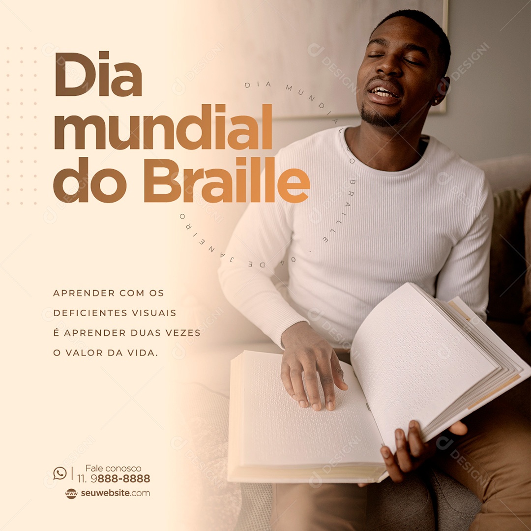 Post Dia Mundial do Braille - 04 de Janeiro Social Media PSD Editável