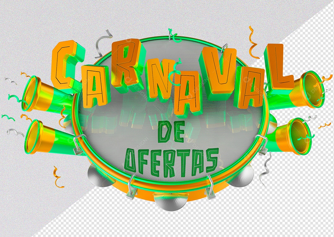 Selo 3D Para Composição Carnaval de Ofertas PSD