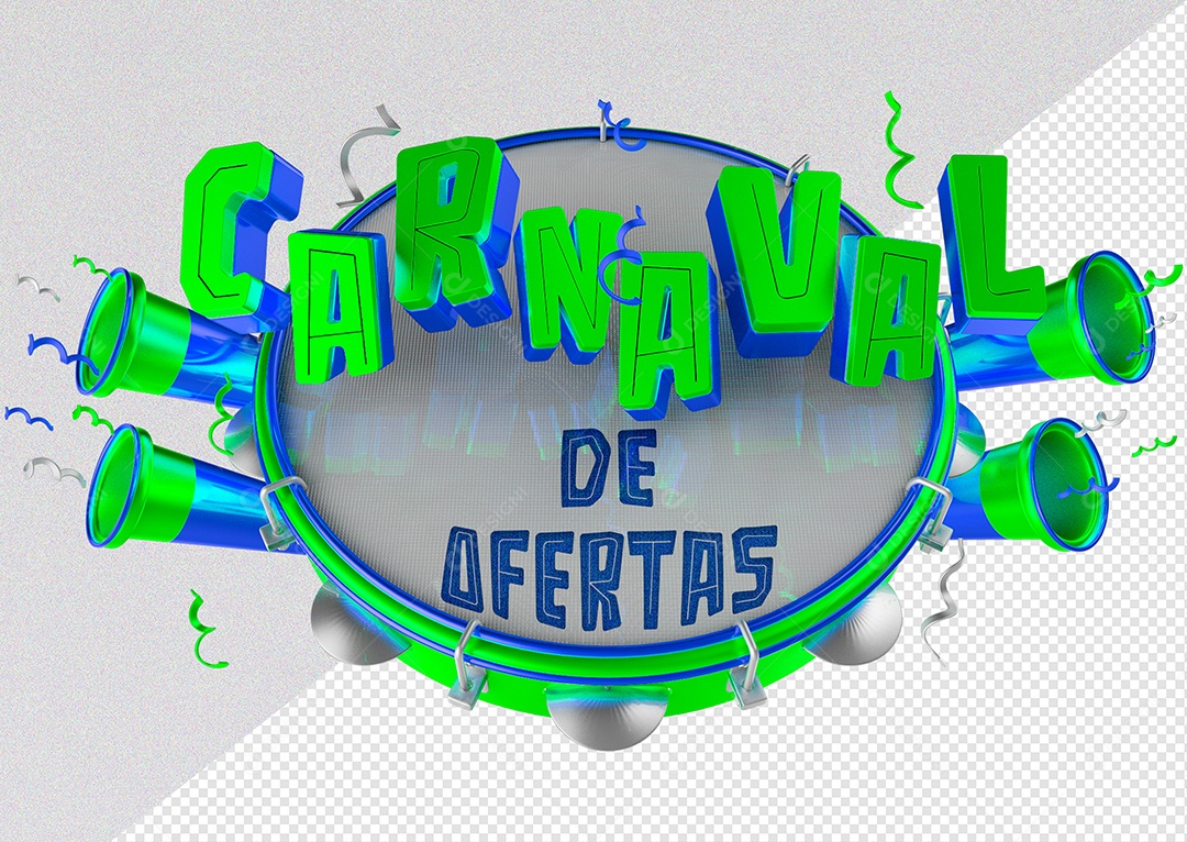 Selo 3D Para Composição Carnaval de Ofertas PSD