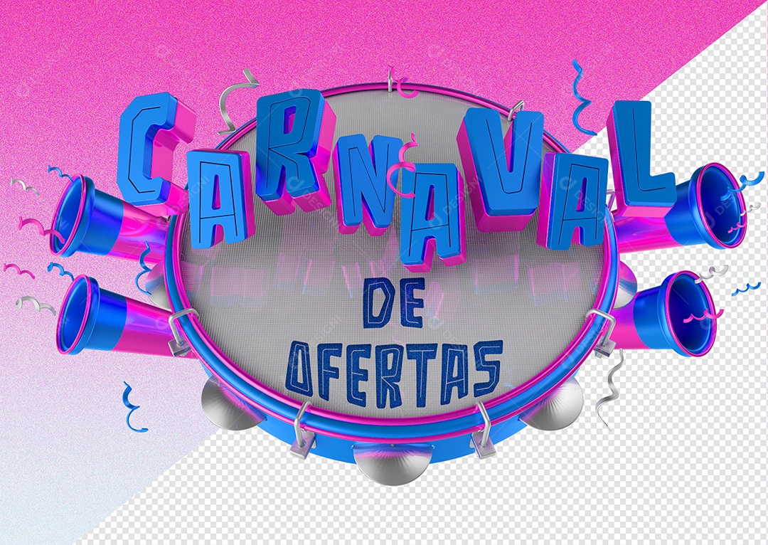 Selo 3D Para Composição Carnaval de Ofertas PSD
