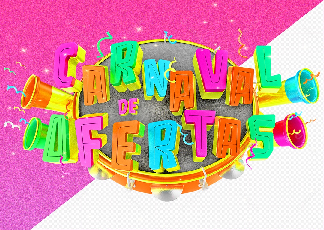 Selo 3D Para Composição Carnaval de Ofertas PSD