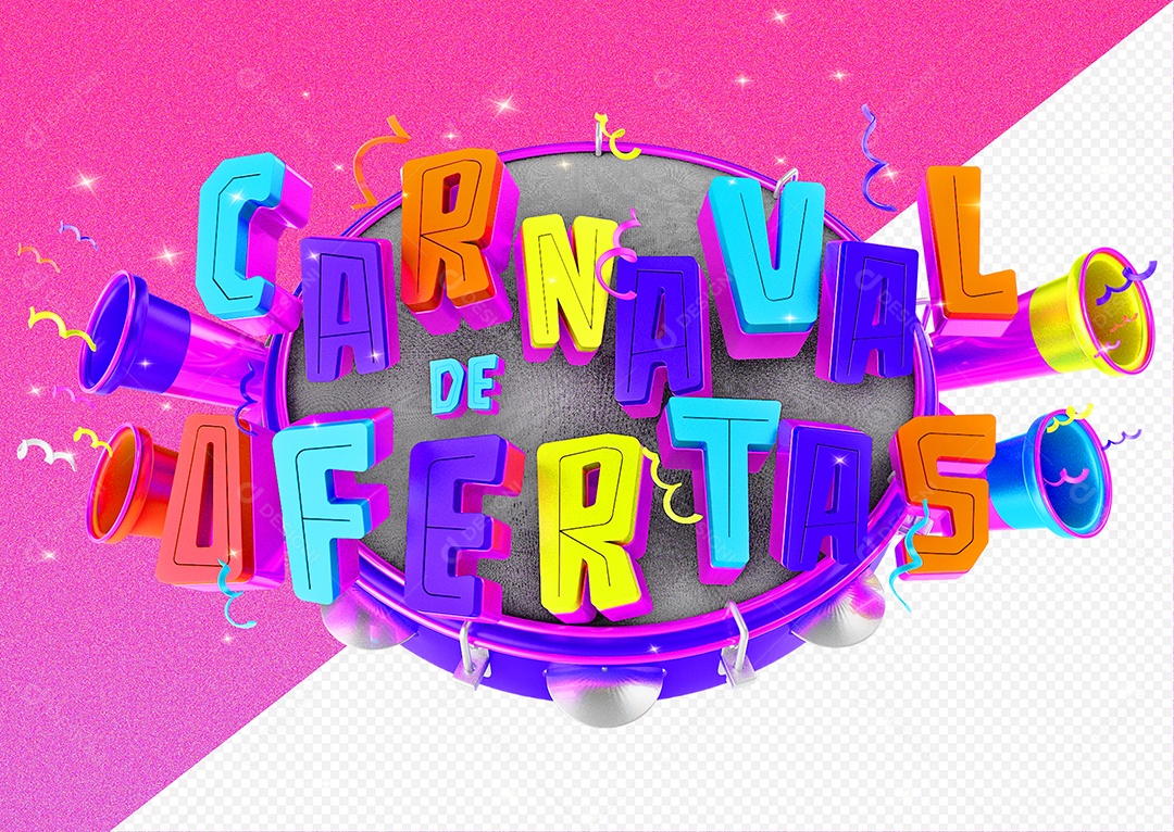 Selo 3D Para Composição Carnaval de Ofertas PSD