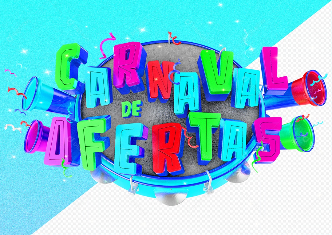 Selo 3D Para Composição Carnaval de Ofertas PSD