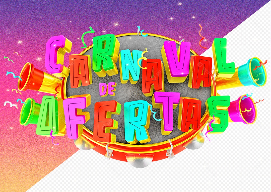 Selo 3D Para Composição Carnaval de Ofertas PSD